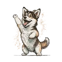 A husky puppy looking triumphant