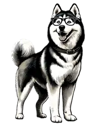 A husky looking happy