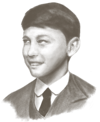 A drawn portrait of Christopher Morcom.